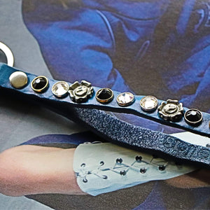BellasOriginal Accessories Swarovski blue leather Keychain