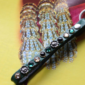 BellasOriginal Accessories Swarovski green leather Keychain