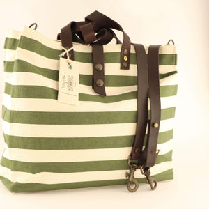 BellasOriginal Bags Canvas Green & White bag