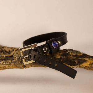 BellasOriginal Bracelets Black leather bracelet with Swarovski crystal