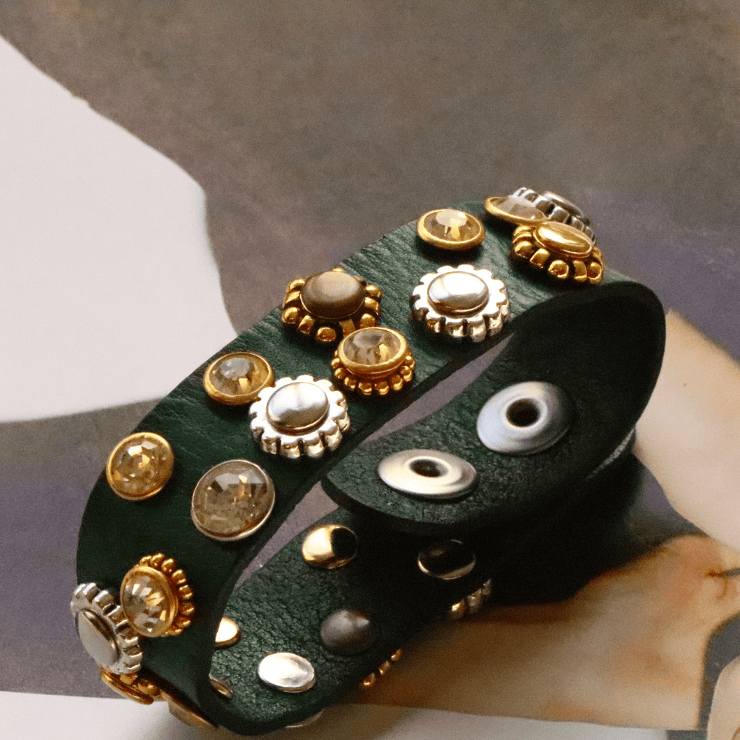 BellasOriginal Bracelets Leather Bracelet Green color