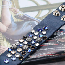 Load image into Gallery viewer, BellasOriginal Bracelets Swarovski blue leather bracelet