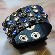 Load image into Gallery viewer, BellasOriginal Bracelets Swarovski blue leather bracelet