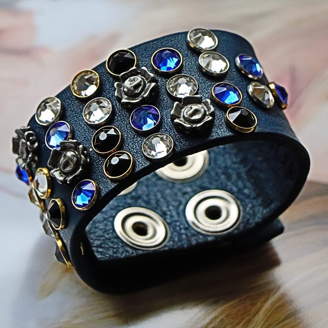 BellasOriginal Bracelets Swarovski blue leather bracelet