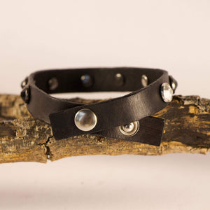 BellasOriginal Bracelets Swarovski crystals black leather bracelet