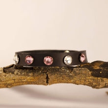 Load image into Gallery viewer, Swarovski crystals black leather bracelet - bellas Original Store