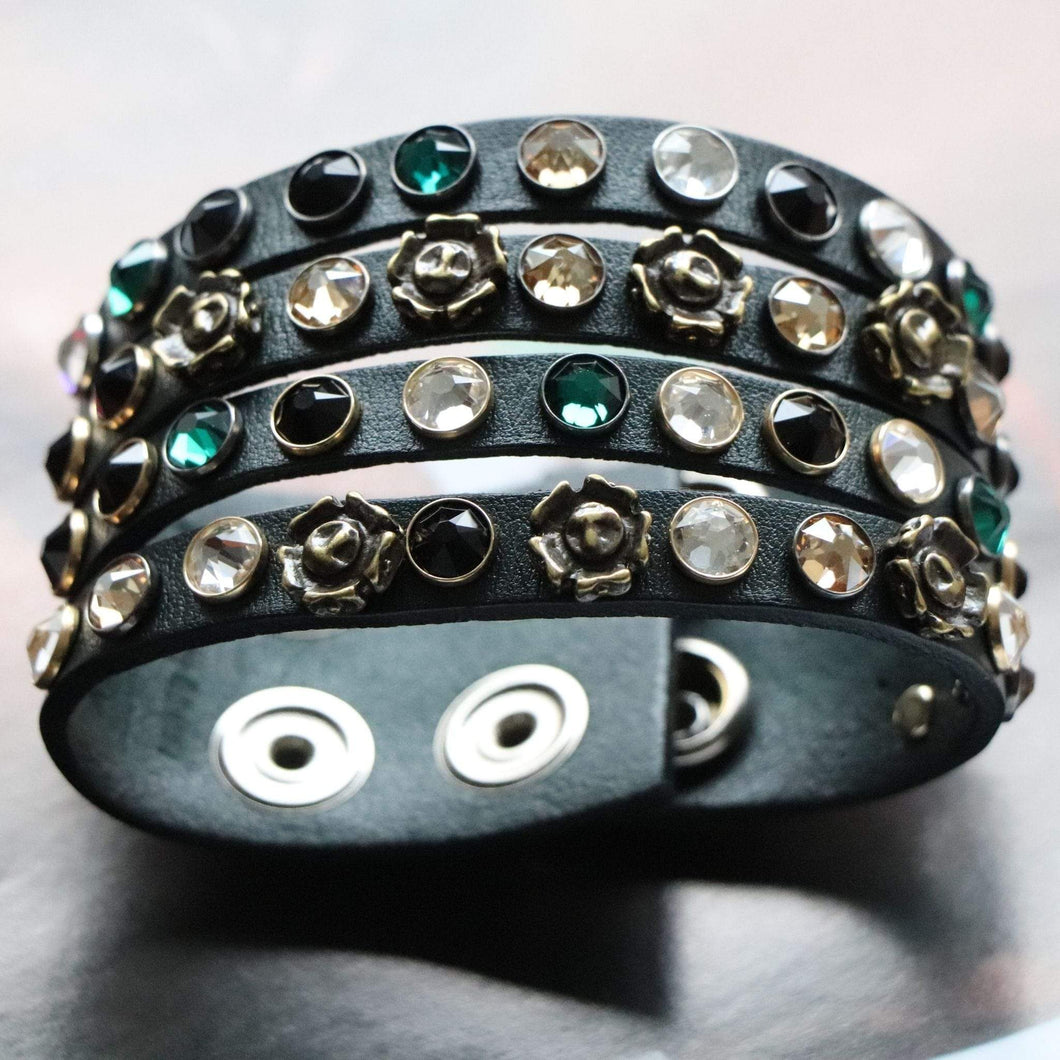 BellasOriginal Bracelets Swarovski green leather bracelet