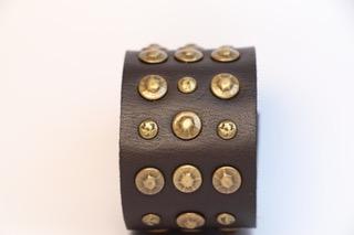 BellasOriginal Bracelets Wide Vintage Dark Brown leather bracelet with rivets