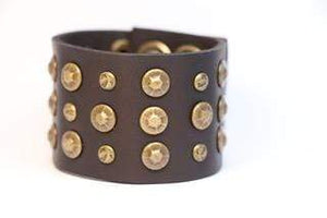 BellasOriginal Bracelets Wide Vintage Dark Brown leather bracelet with rivets