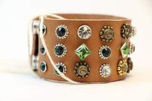 Load image into Gallery viewer, BellasOriginal Bracelets Wide Vintage natural leather bracelet with crystal and rivets